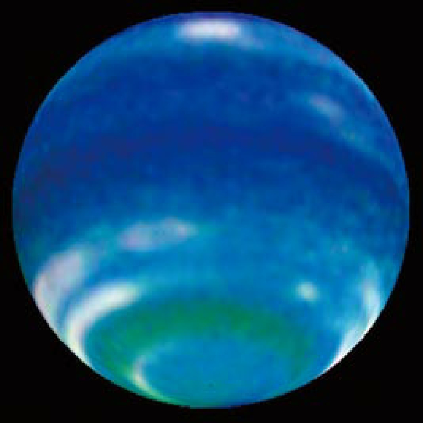 (左图)海王星上也有光环,但在地球上观察到的光环是暗淡模糊的圆弧.