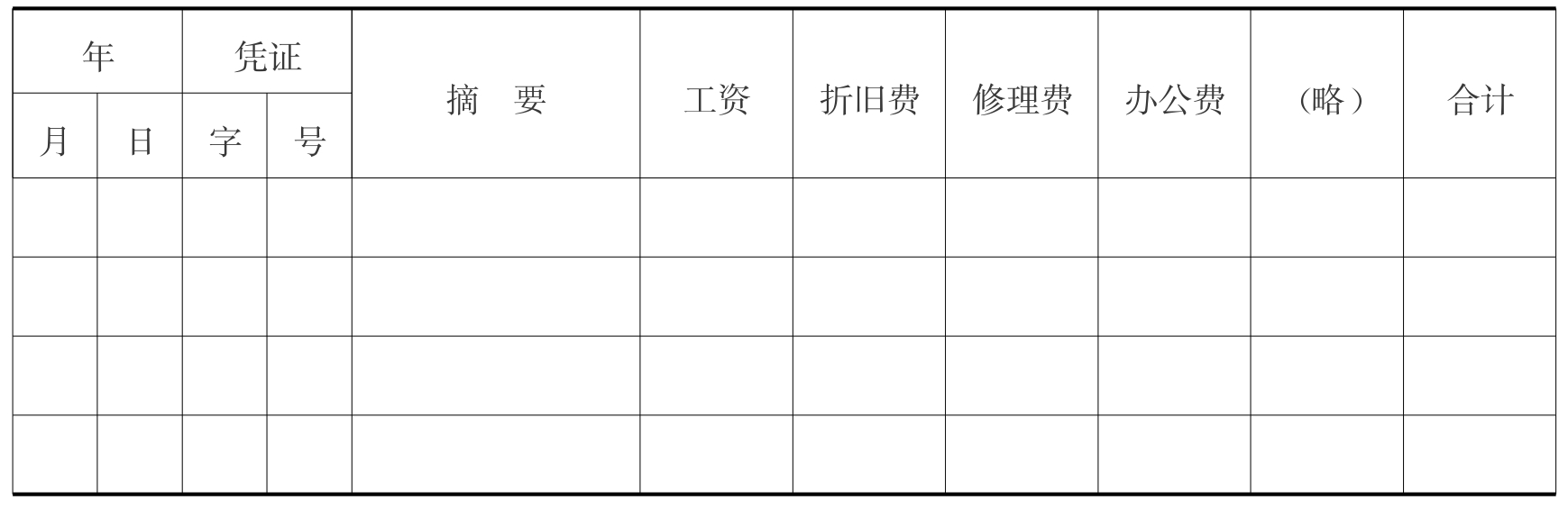 5.横线登记式账簿