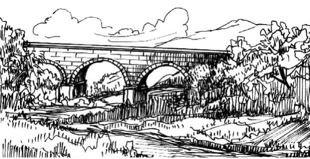 拱桥素描图片图片