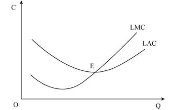 長期邊際成本,長期平均成本關係圖在圖5-6中,lmc為長期邊際成本曲線