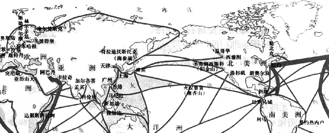远东到北美航线示意图图片