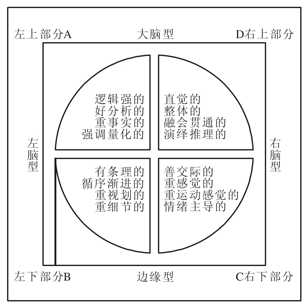 (3)美国赫曼(hermann)的全脑模型及思维形态体系